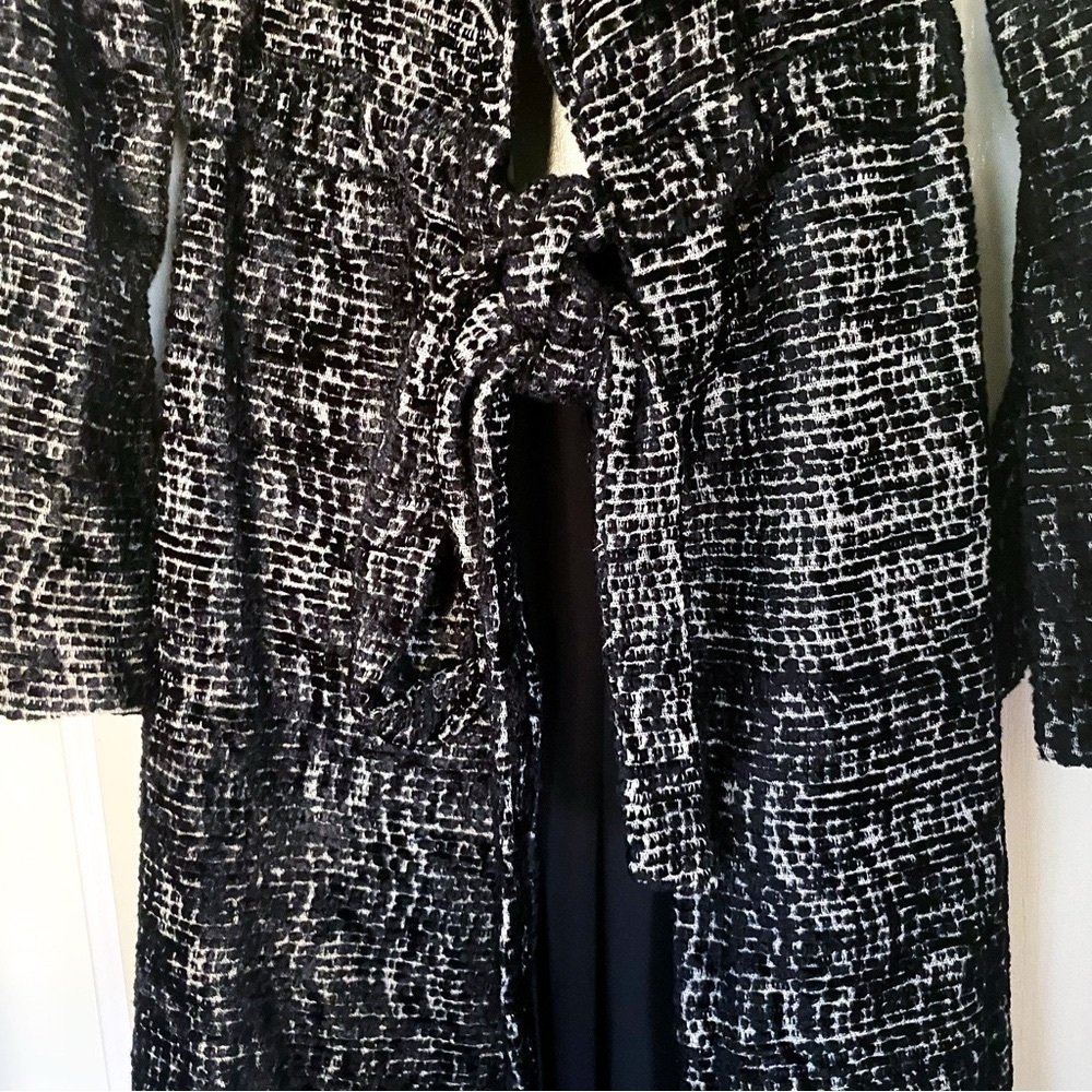 Cult Gaia Aya Matelassé Velvet Open-Back Coat Belted‎ Long Black Size Small NWT - Picture 5 of 11